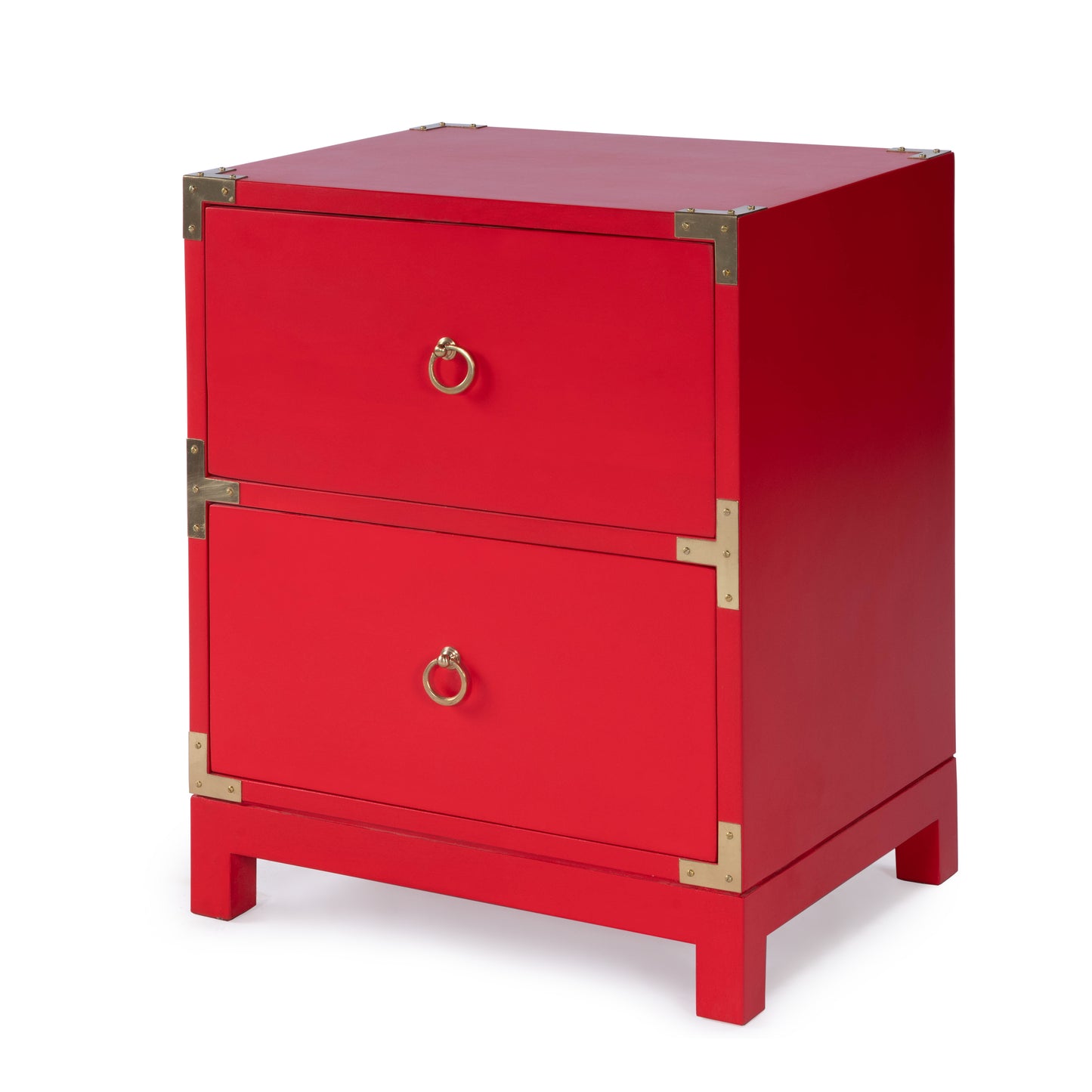 Butler Specialty Company Ardennes 20 in. W Rectangular Wood Campaign 2 Drawer End Table, Red