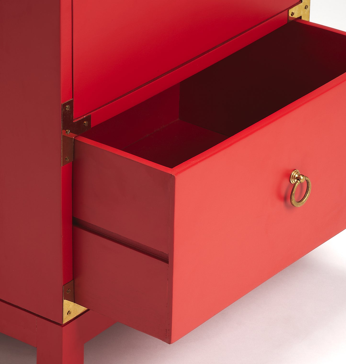 Butler Specialty Company Ardennes 20 in. W Rectangular Wood Campaign 2 Drawer End Table, Red