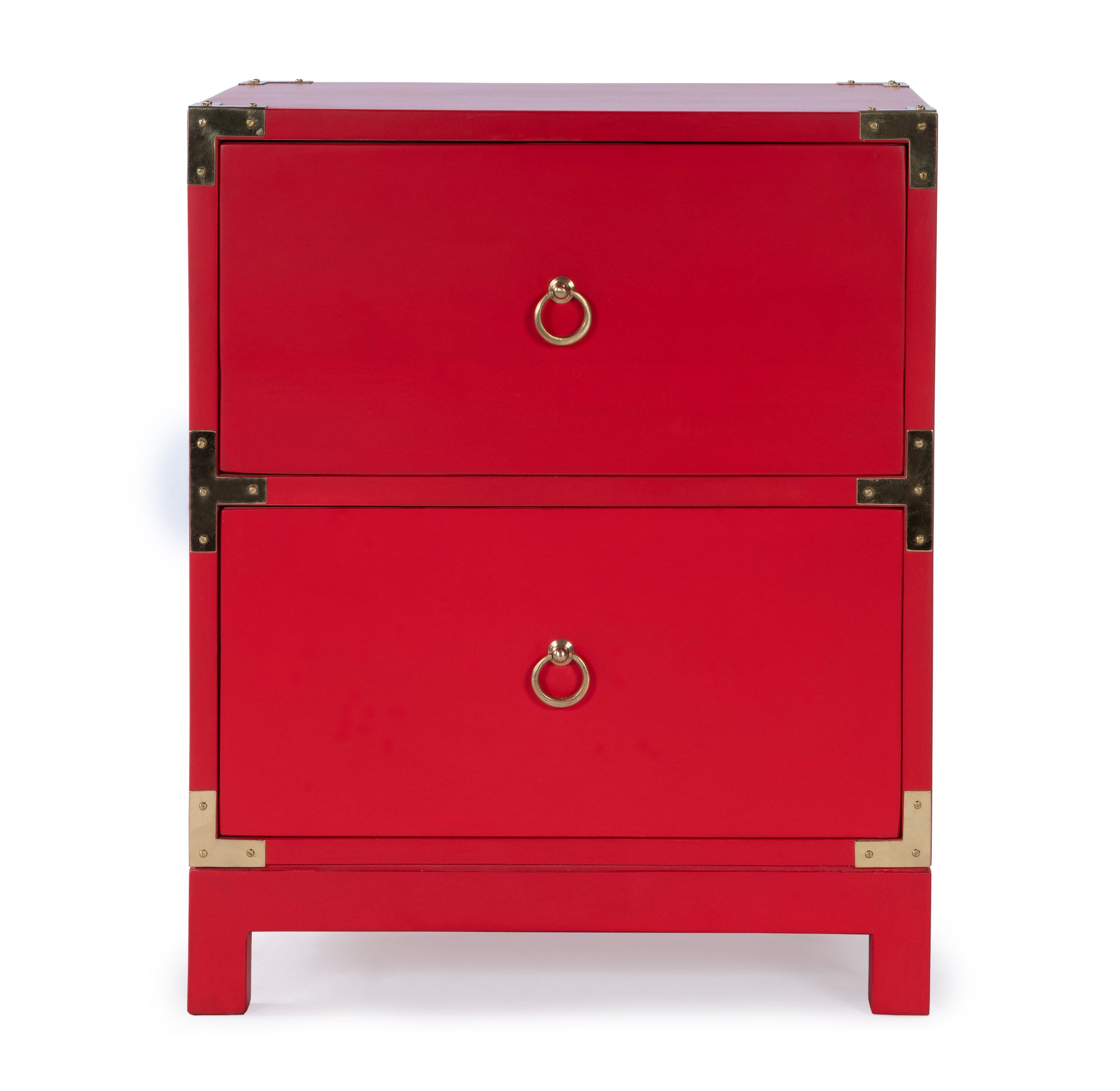 Butler Specialty Company Ardennes 20 in. W Rectangular Wood Campaign 2 Drawer End Table, Red