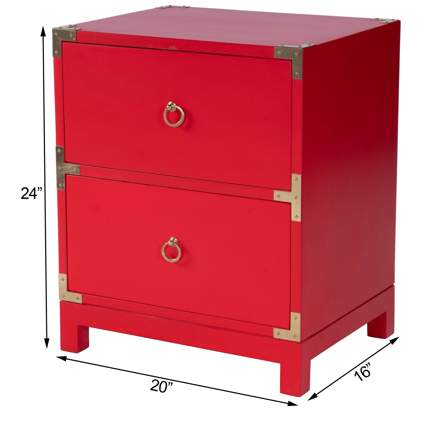Butler Specialty Company Ardennes 20 in. W Rectangular Wood Campaign 2 Drawer End Table, Red