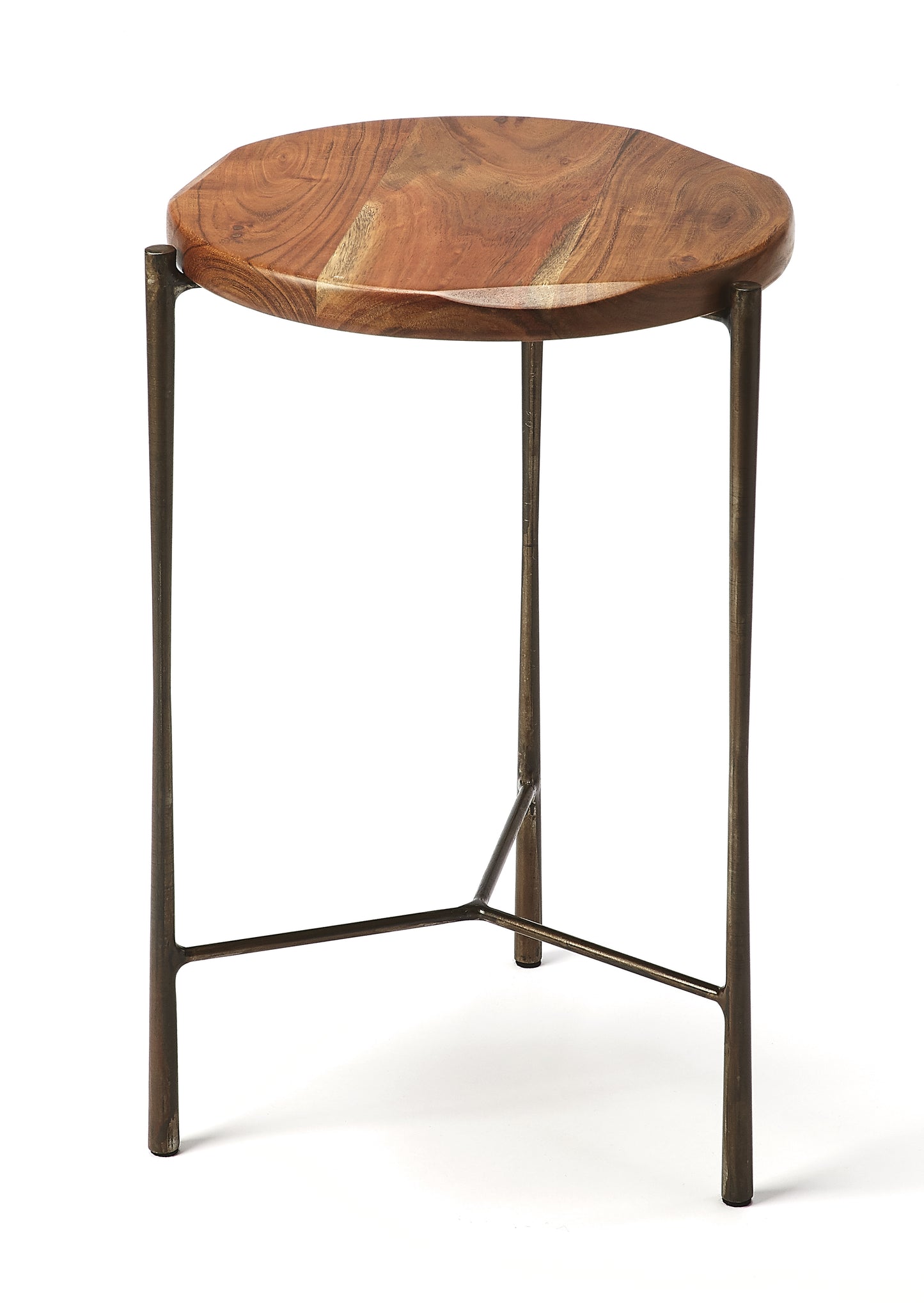 Butler Specialty Company Brisbane 12 in. W Round Wood and Metal Live Edge Side Table, Multi-Color