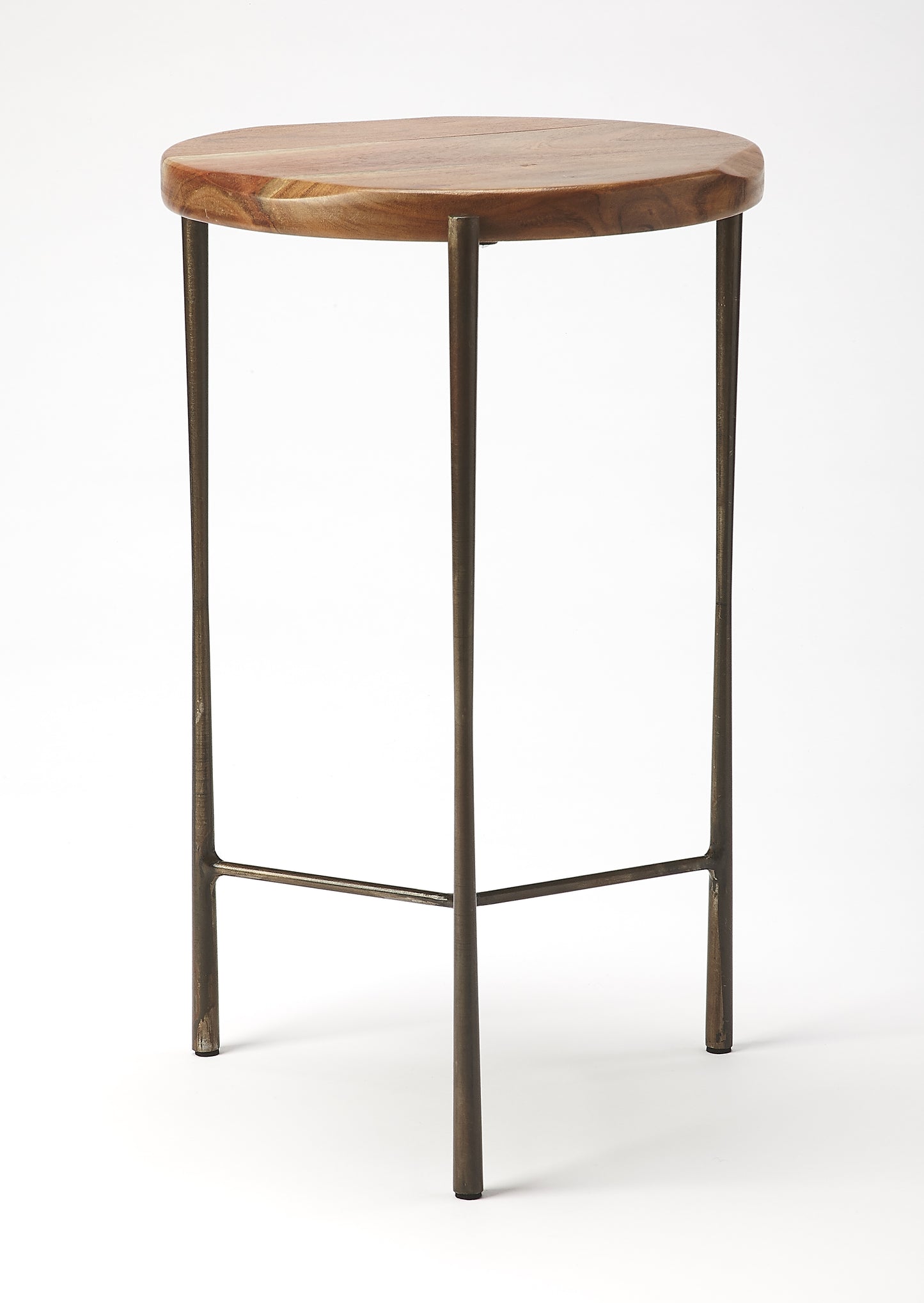 Butler Specialty Company Brisbane 12 in. W Round Wood and Metal Live Edge Side Table, Multi-Color
