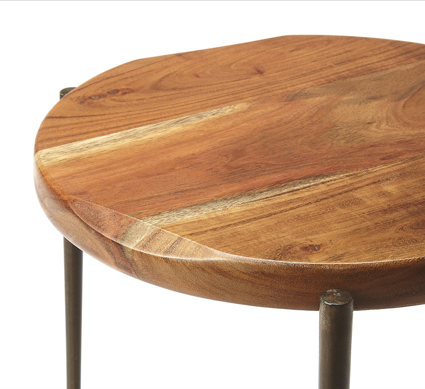 Butler Specialty Company Brisbane 12 in. W Round Wood and Metal Live Edge Side Table, Multi-Color