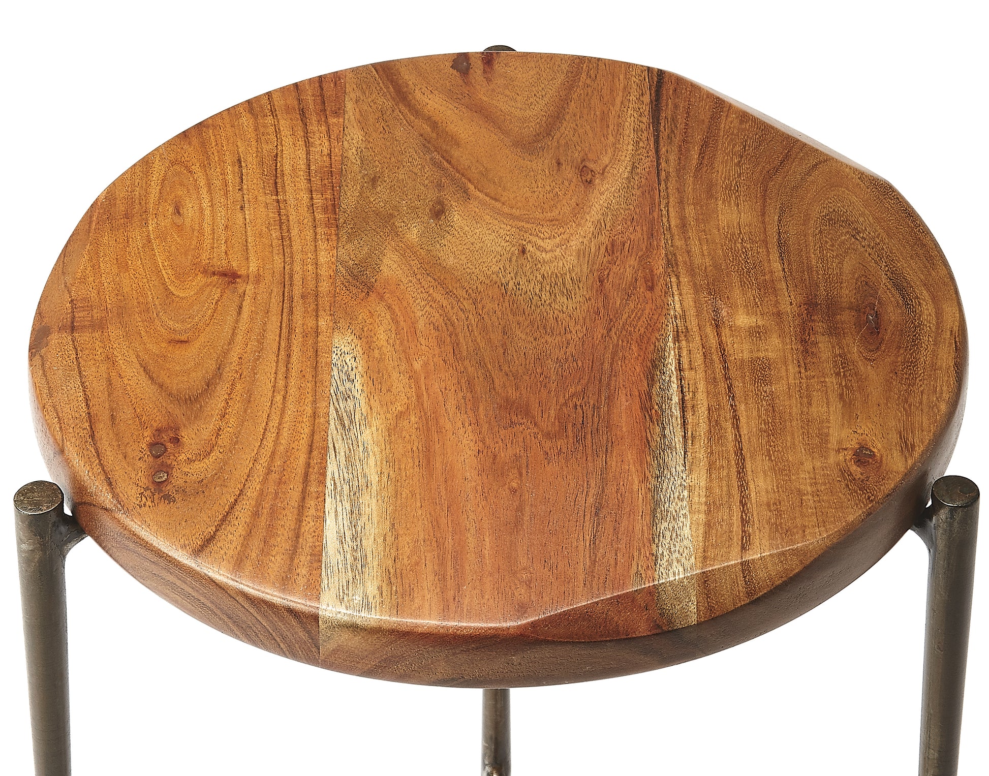 Butler Specialty Company Brisbane 12 in. W Round Wood and Metal Live Edge Side Table, Multi-Color