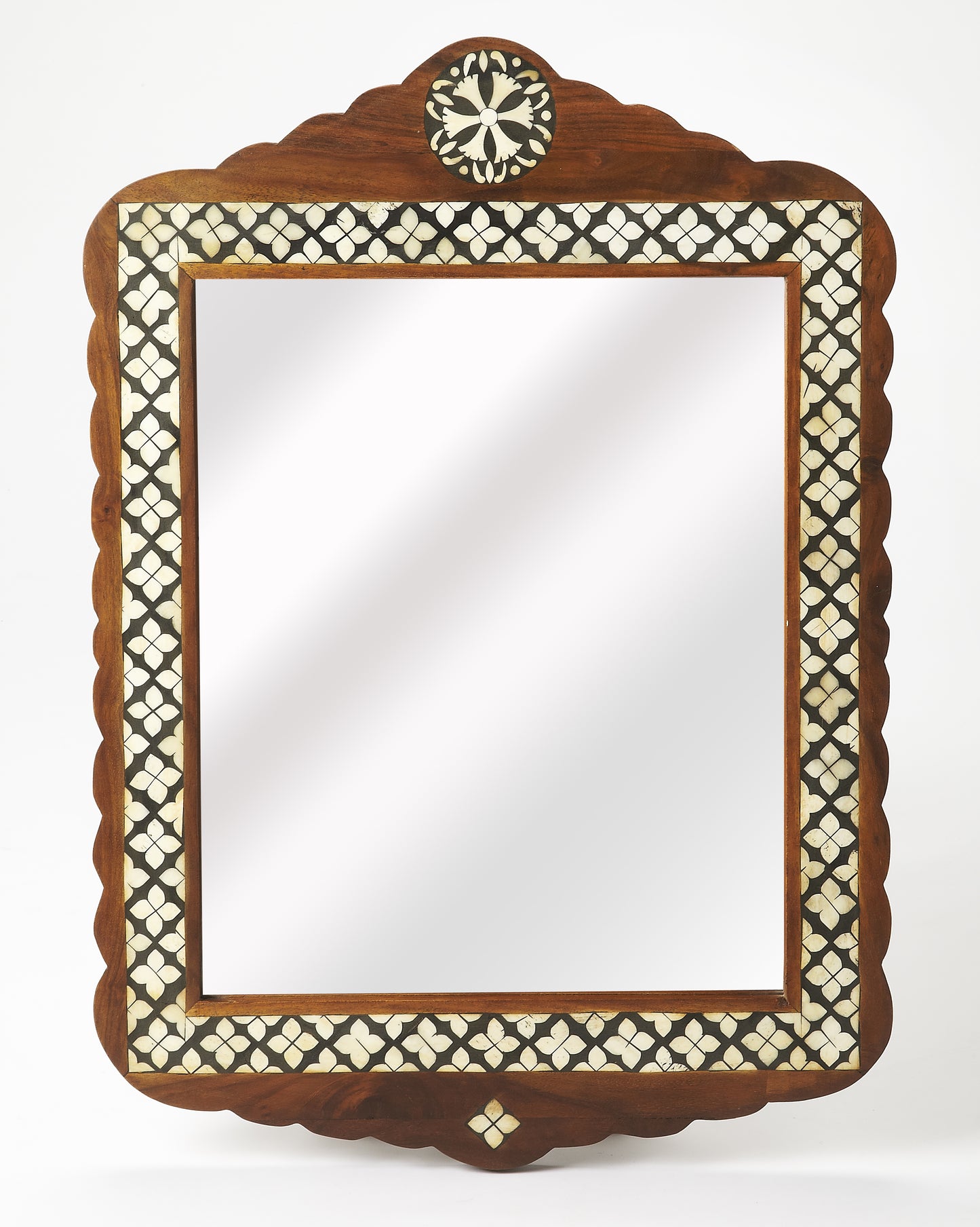 Gabby Wood & Bone Inlay Wall Mirrored in Medium Brown  3879338