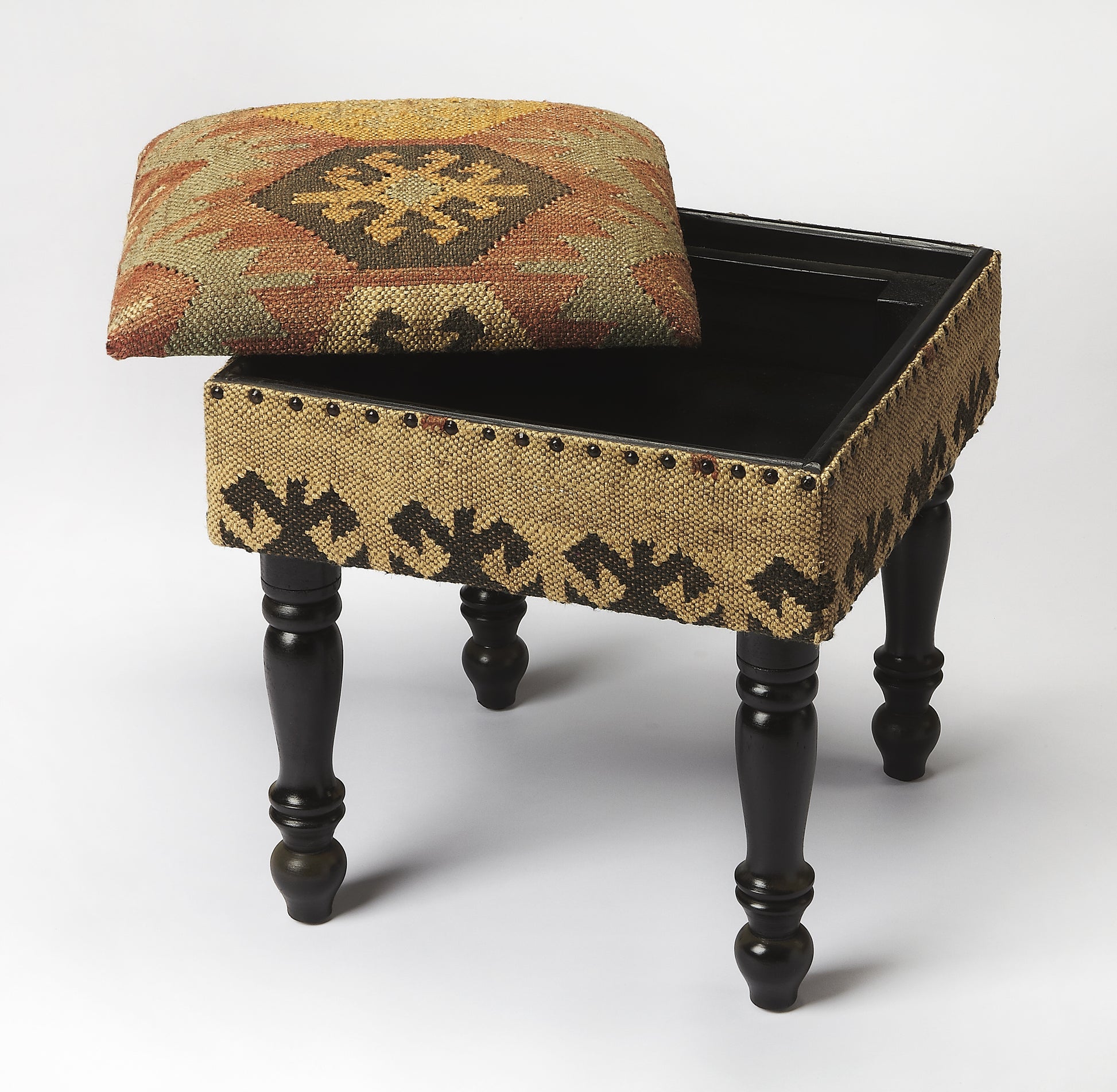 Butler Specialty Company Mesquite 18 in. W Square Jute and Wood Accent Stool, Multi-Color