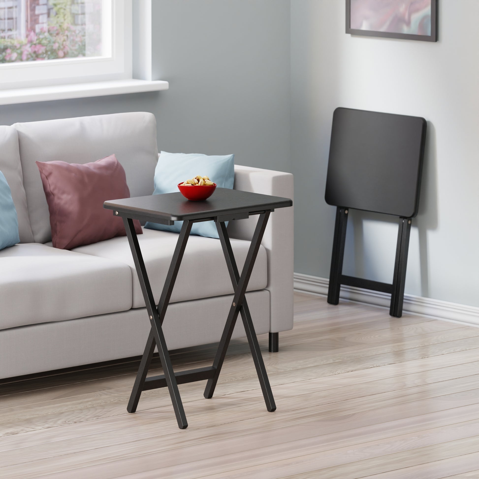 Alex 2-Pc Snack Tables, Black