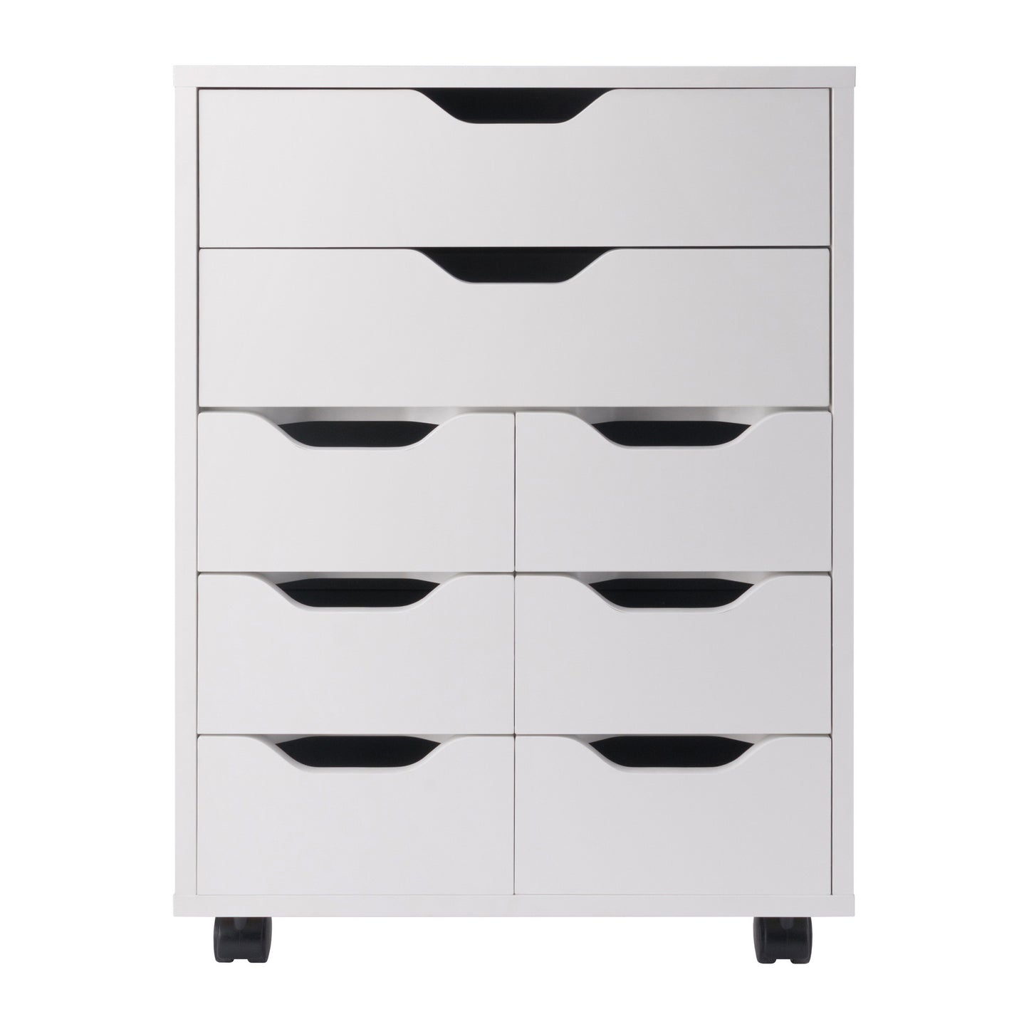 Norfolk 6 Bins, 2 Drawer Mobile Cabinet, White Finish