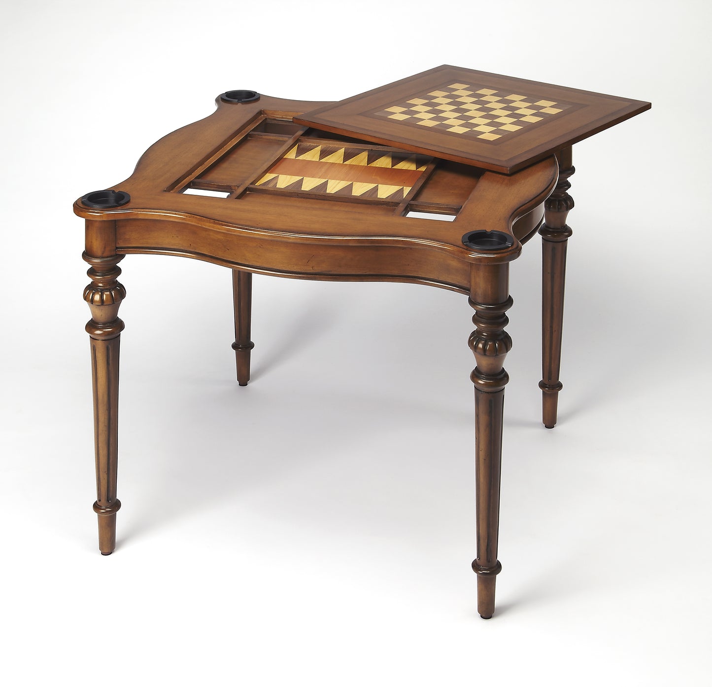 Butler Specialty Company Eastwick 32 in. W Square Wood Chess/Checkers Game Table, Medium Brown
