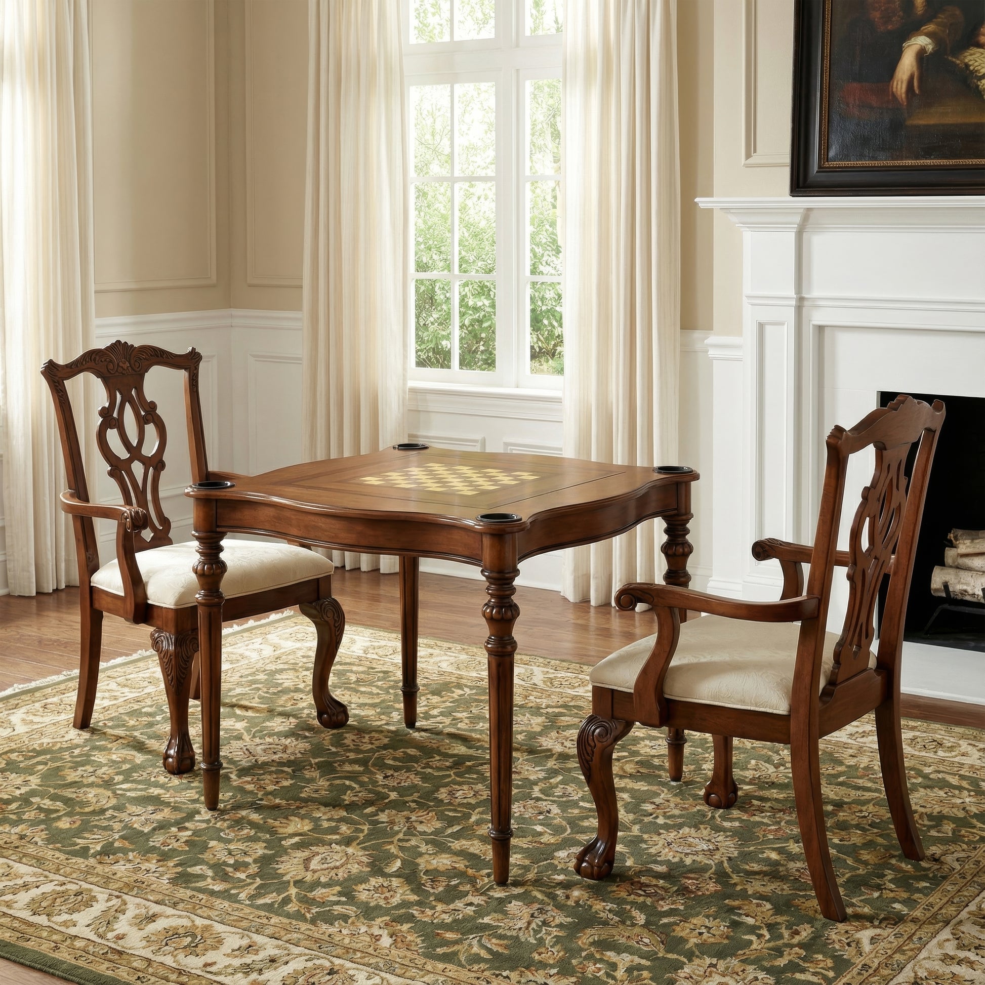 Butler Specialty Company Eastwick 32 in. W Square Wood Chess/Checkers Game Table, Medium Brown