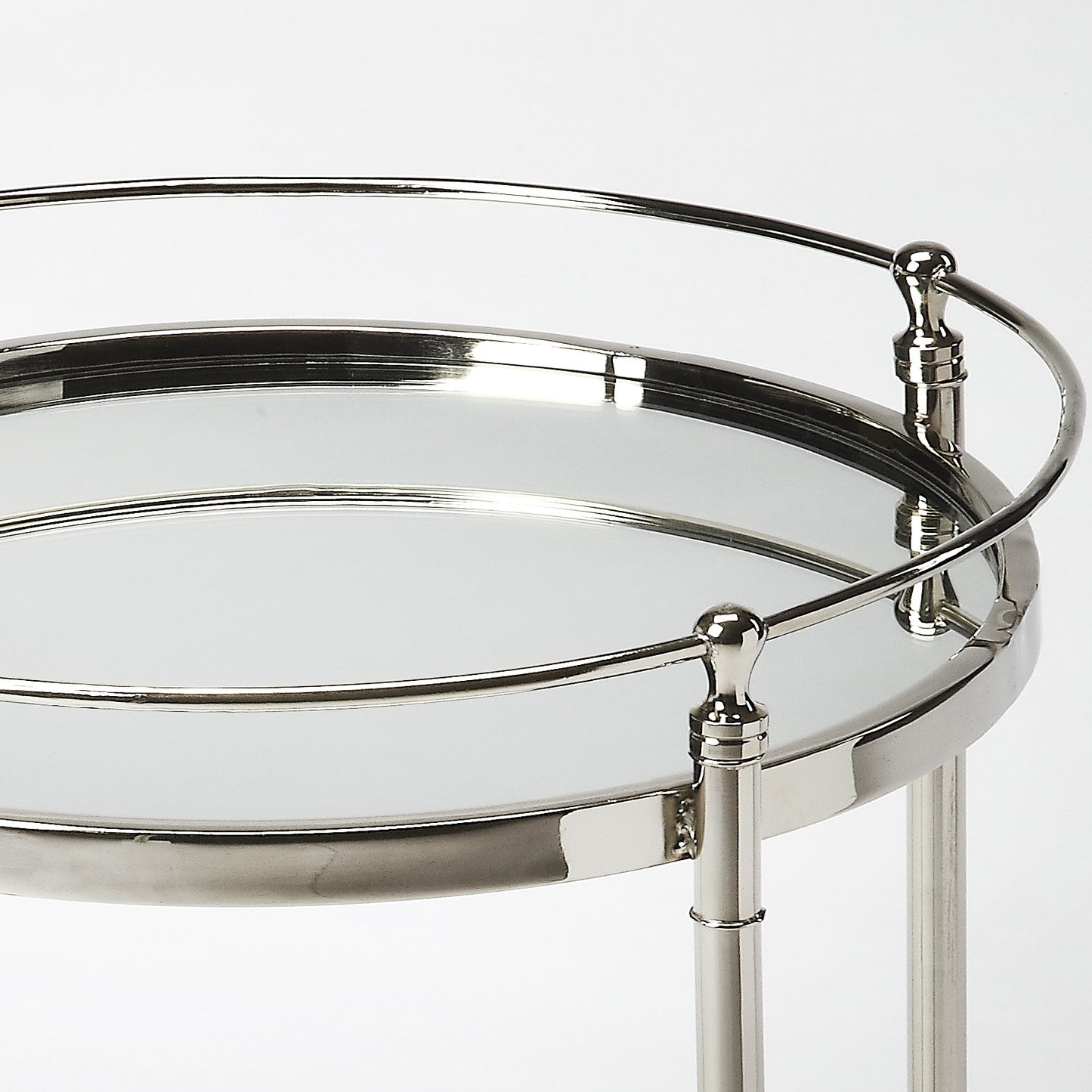 Butler Specialty Company Crosby 19 in. W Round Mirrored and Metal Side Table, Silver