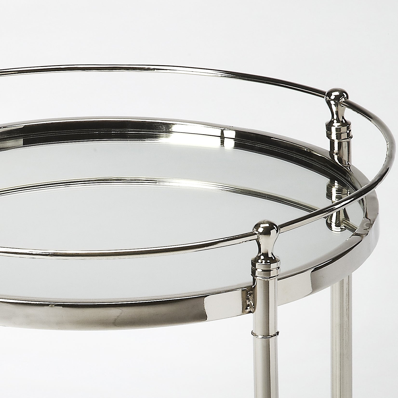 Butler Specialty Company Crosby 19 in. W Round Mirrored and Metal Side Table, Silver