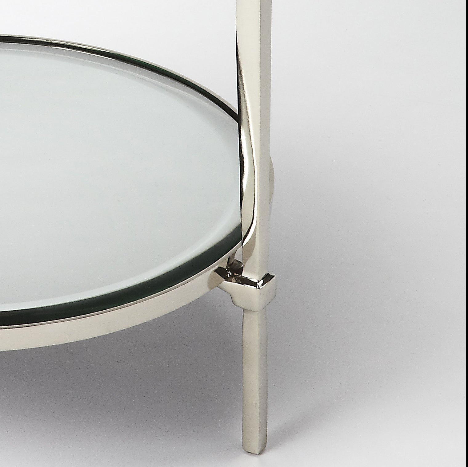 Butler Specialty Company Jolene 17 in. W Round Mirrored and Metal Side Table, Silver