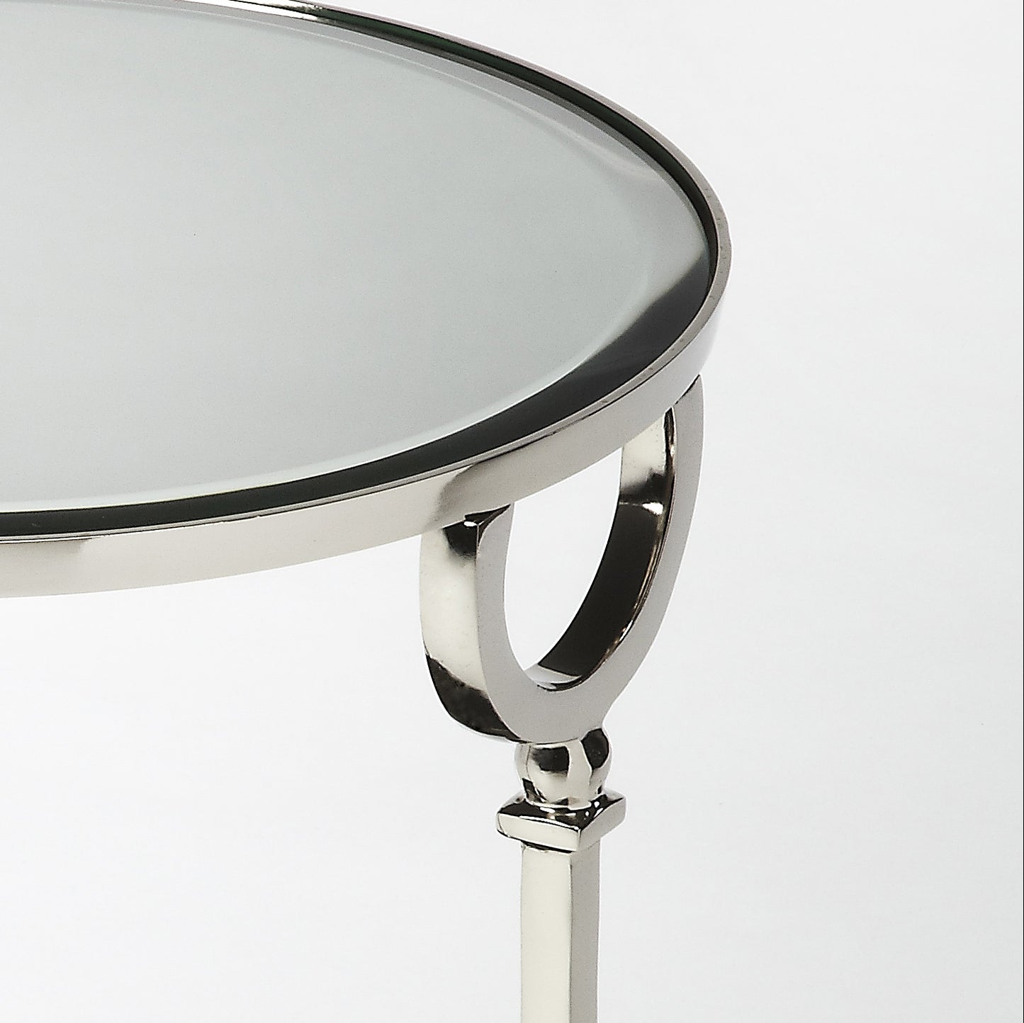 Butler Specialty Company Jolene 17 in. W Round Mirrored and Metal Side Table, Silver