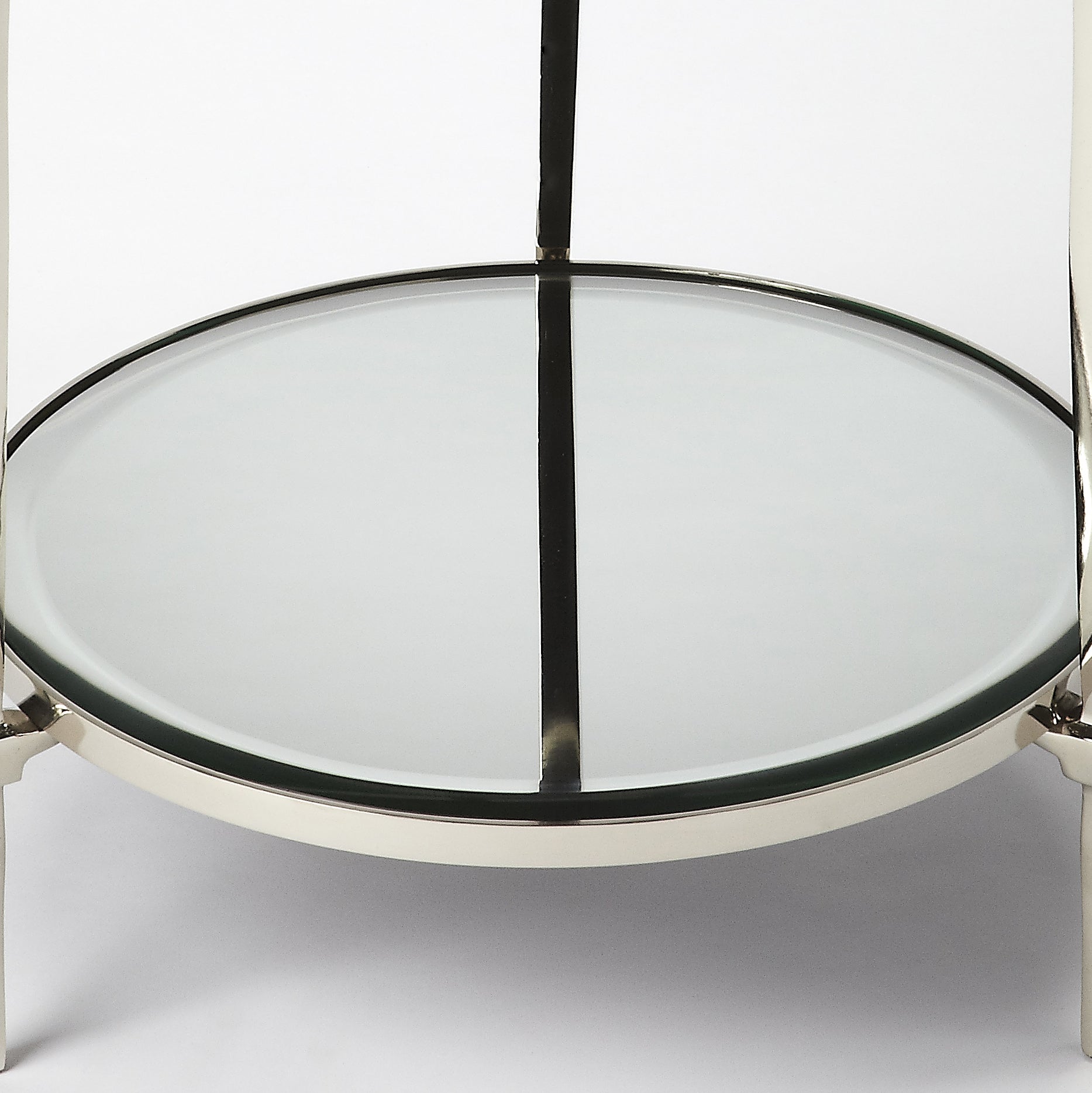 Butler Specialty Company Jolene 17 in. W Round Mirrored and Metal Side Table, Silver