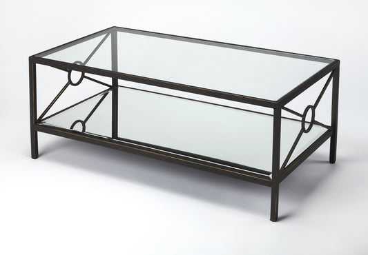 Metropolis Metal & Mirrored Coffee Table in Black 3943025