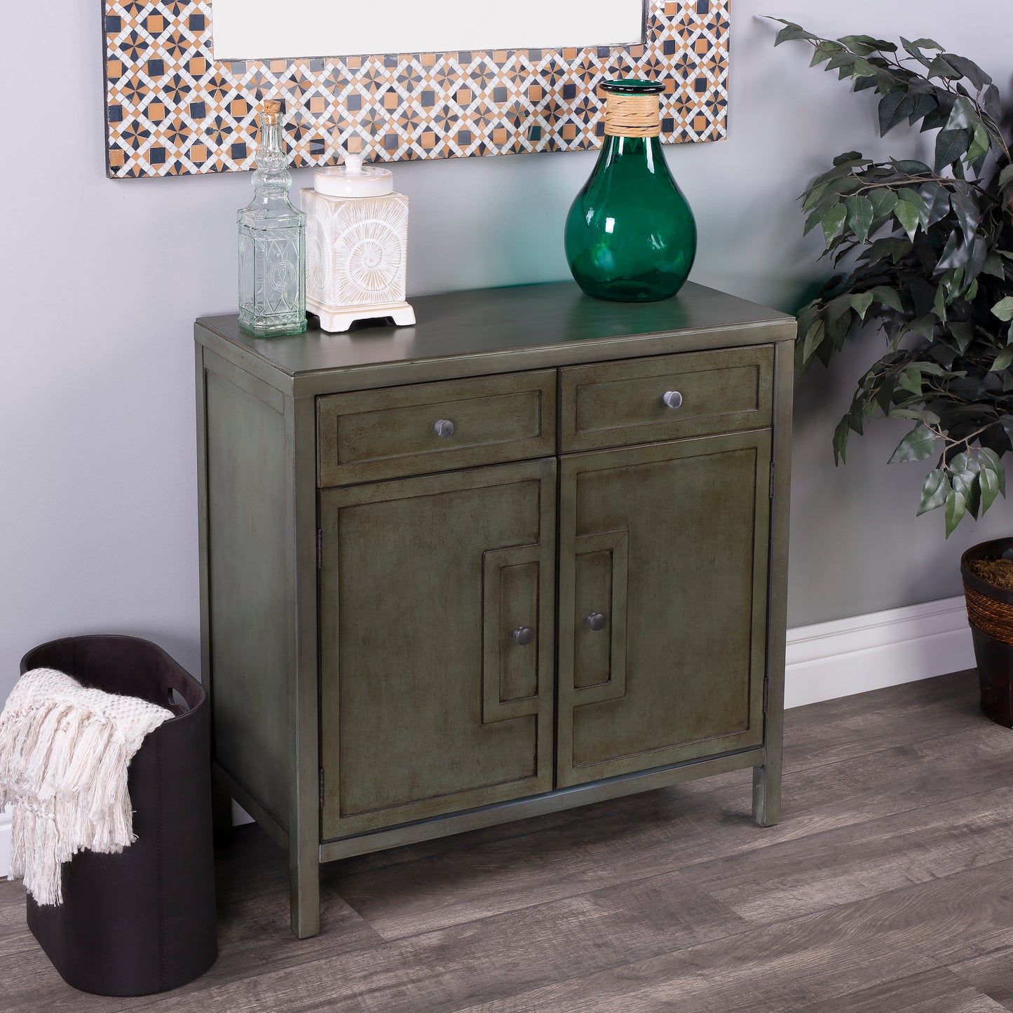 Butler Specialty Company Imperial 31 in. W Rectangular Wood 2 Drawer 2 Door Accent Cabinet, Green