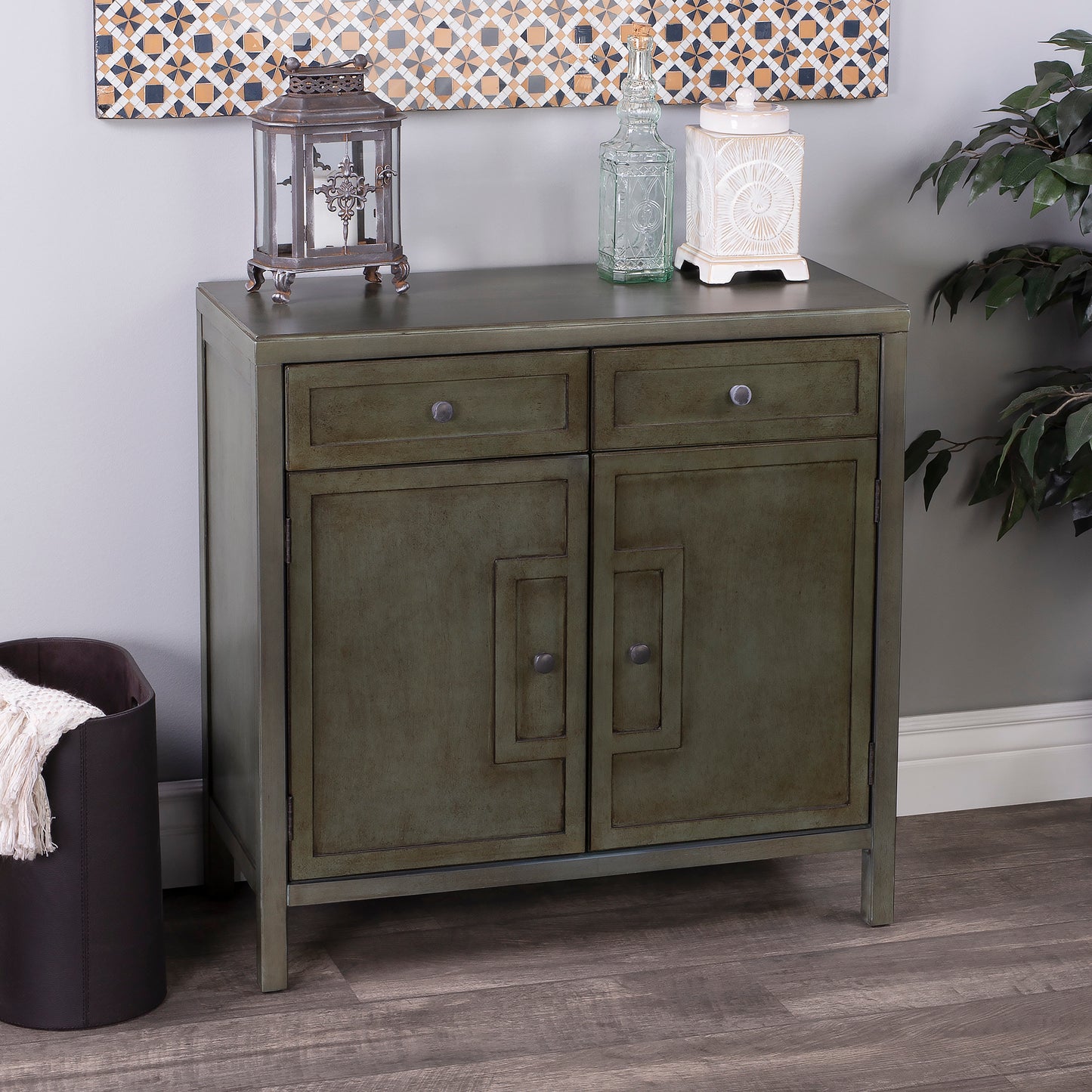 Butler Specialty Company Imperial 31 in. W Rectangular Wood 2 Drawer 2 Door Accent Cabinet, Green