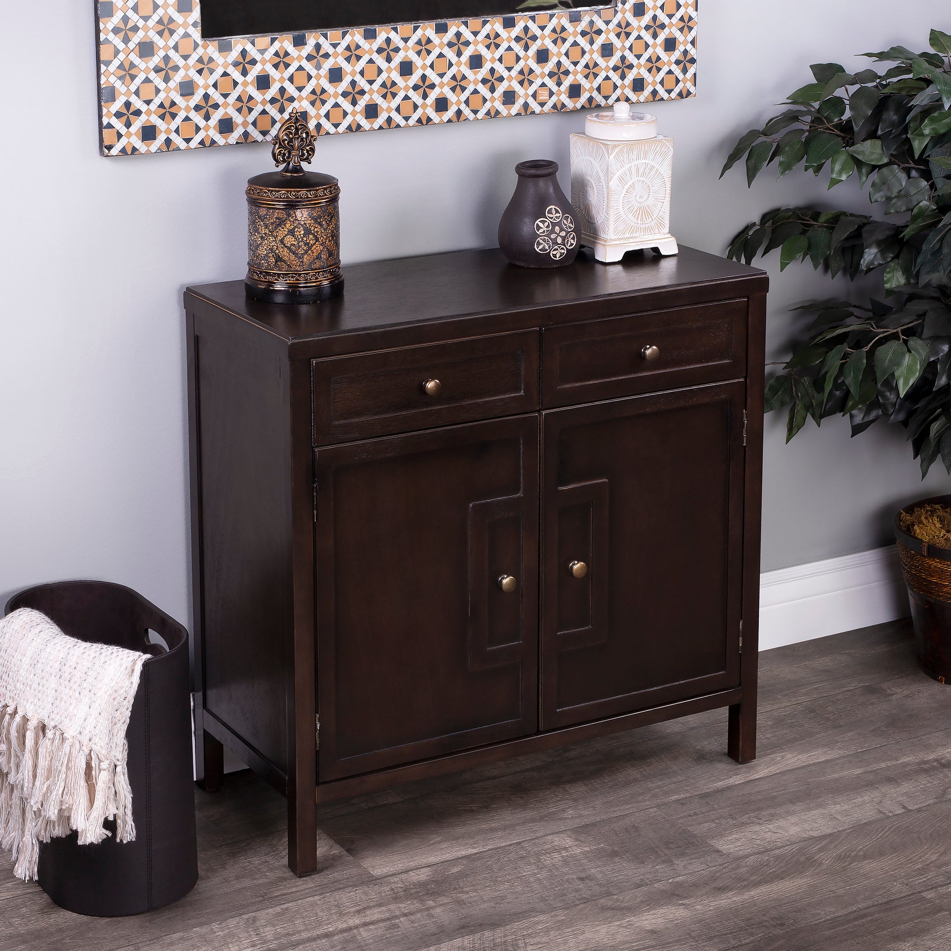 Butler Specialty Company Imperial 31 in. W Rectangular Wood 2 Drawer 2 Door Accent Cabinet, Dark Brown