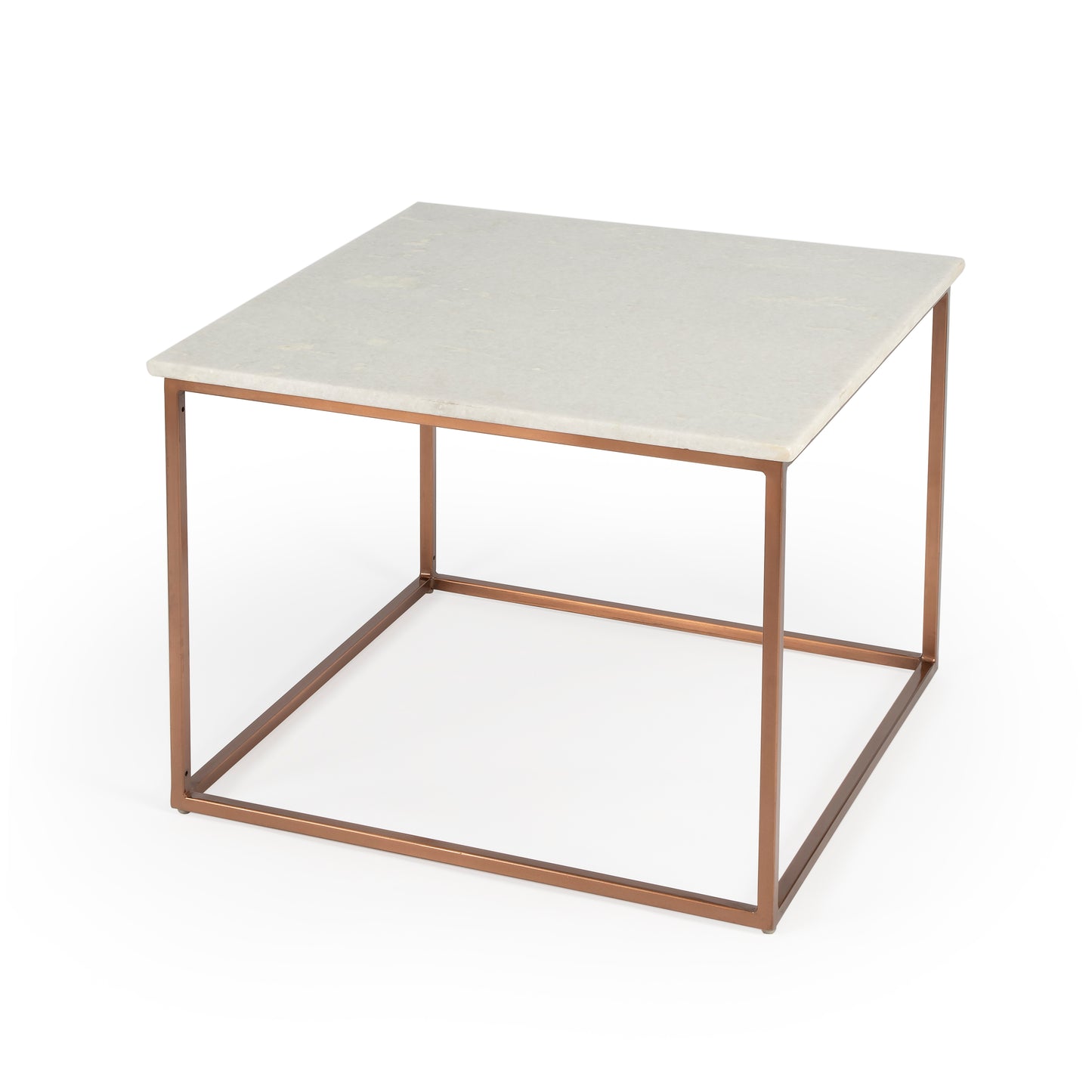 Butler Specialty Company Holland 24 in. W Square Marble and Metal Coffee Table, Gold, White