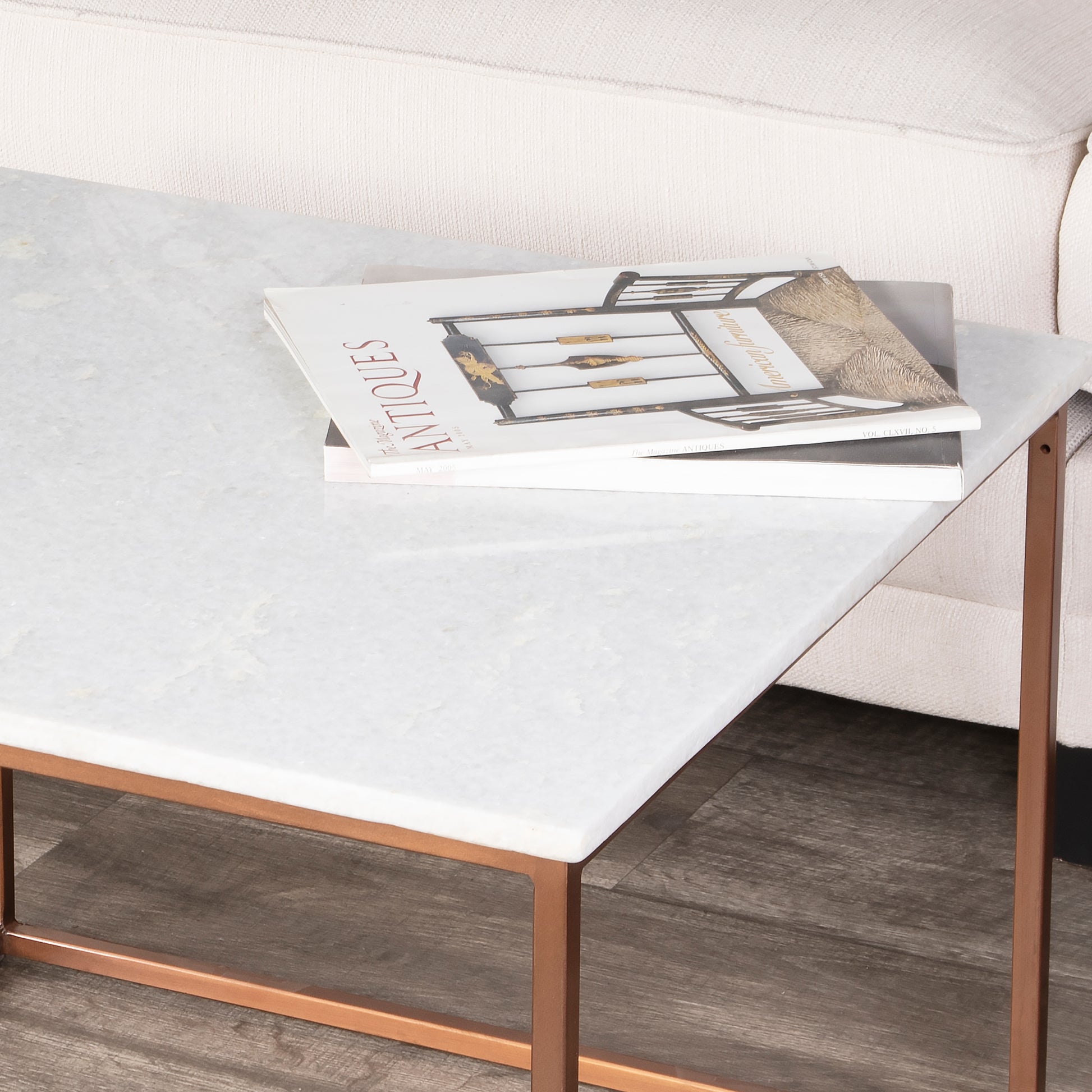 Butler Specialty Company Holland 24 in. W Square Marble and Metal Coffee Table, Gold, White