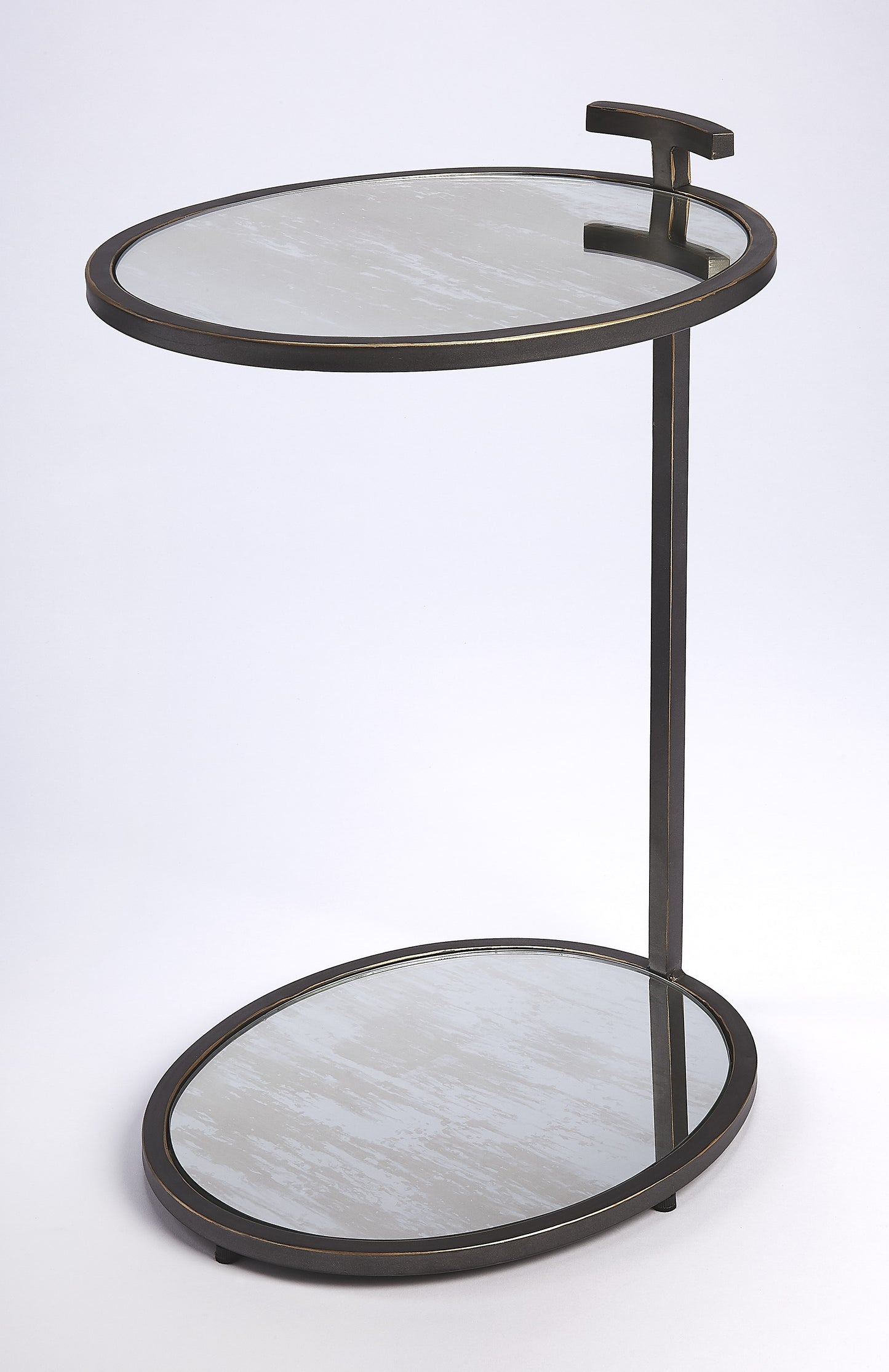 Ciro Metal & Mirrored Side Table in Black  3973407