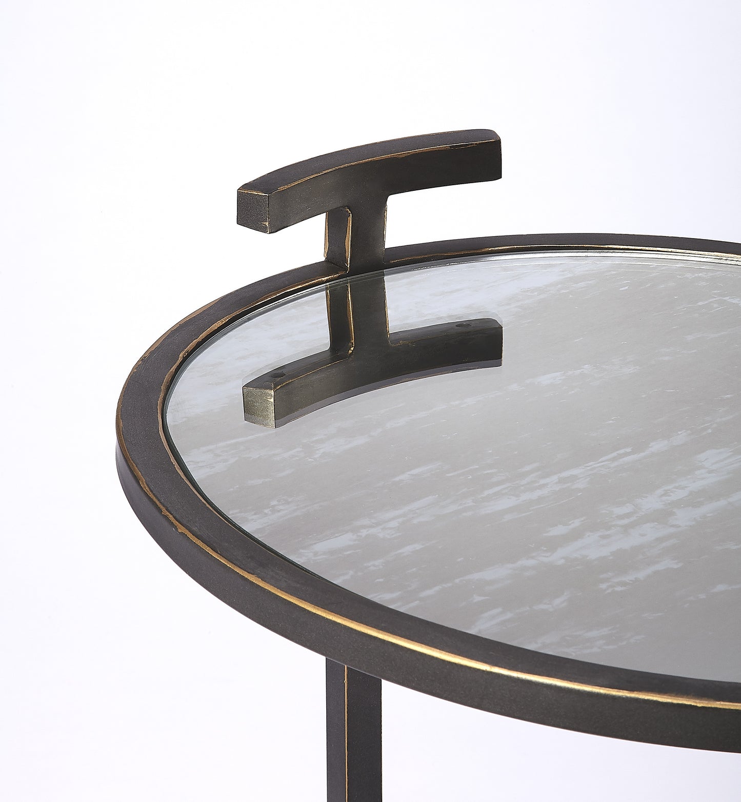 Ciro Metal & Mirrored Side Table in Black  3973407