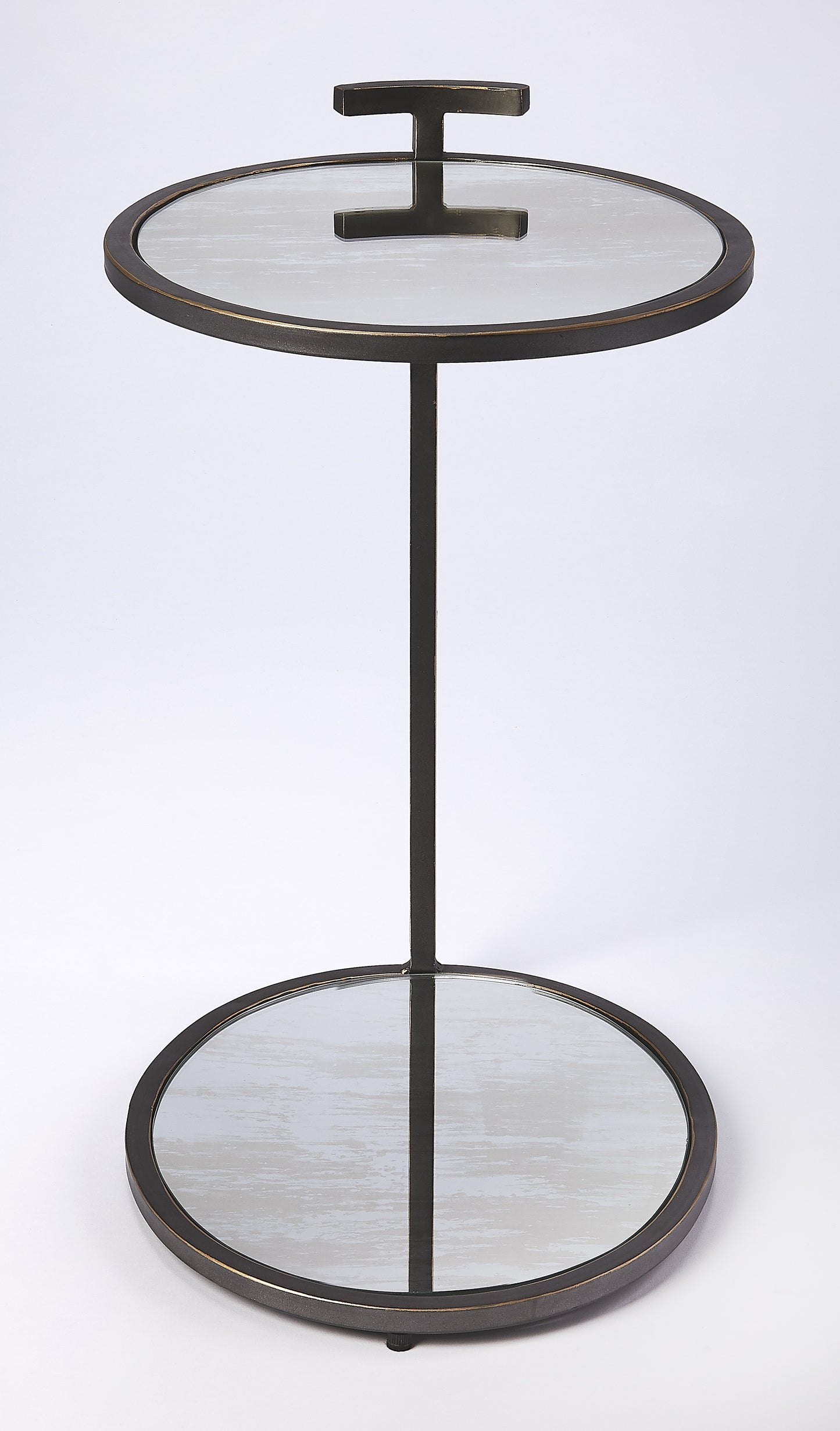 Ciro Metal & Mirrored Side Table in Black  3973407