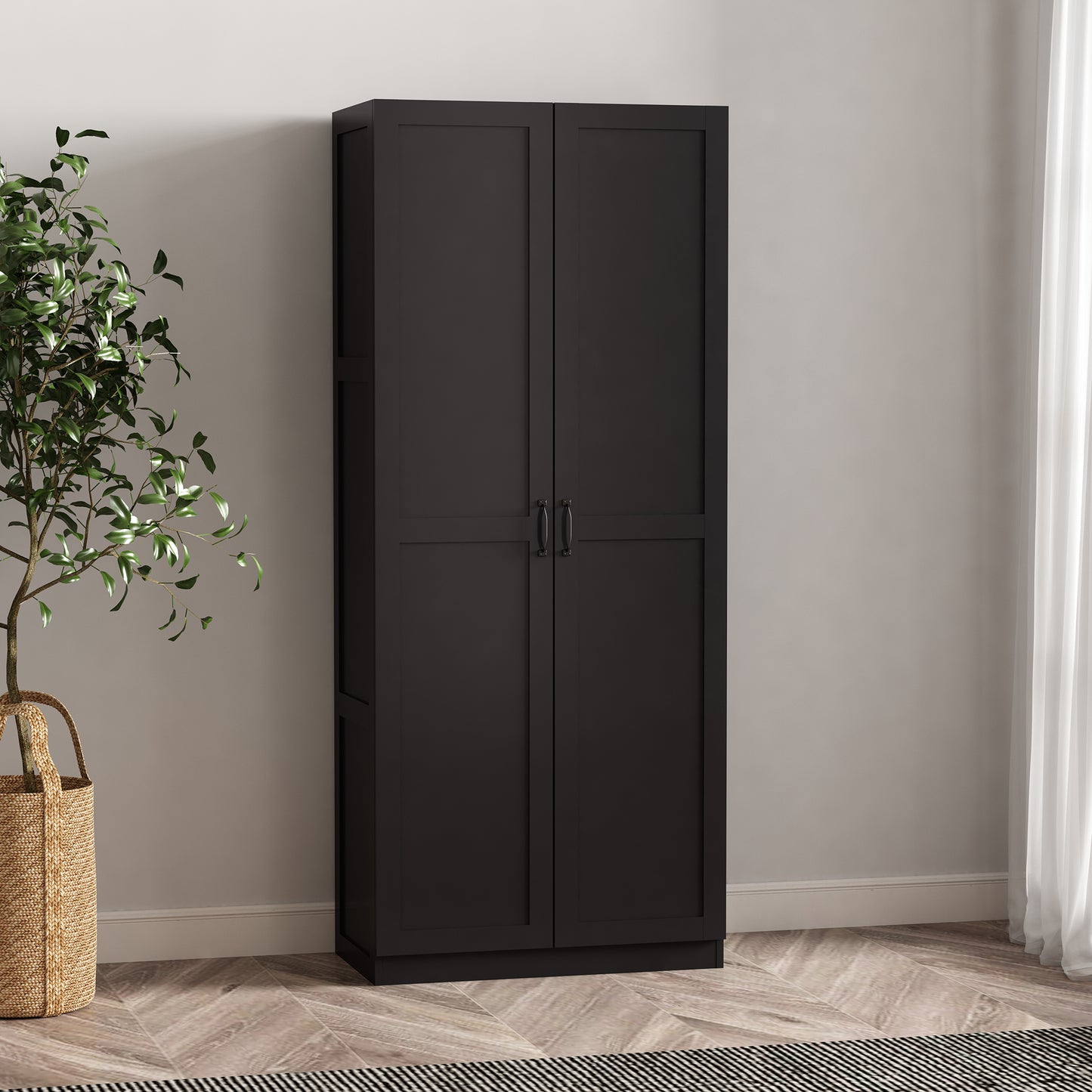 Cornelia Modern 30" Storage Cabinet in Black (4-Shelf) 3BC-BK
