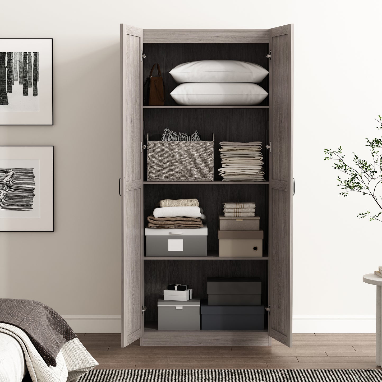 Cornelia Modern 30" Storage Cabinet in Gray (4-Shelf) 3BC-GY