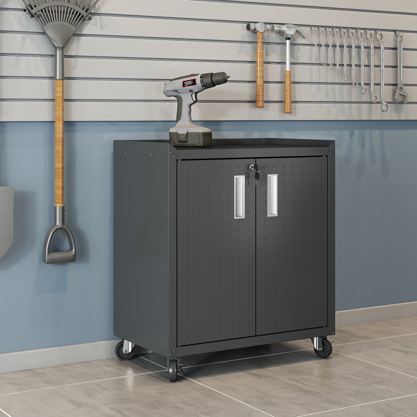 Fortress Modern 30" Rolling Garage Cabinet in Charcoal Gray 3GMCC-CH