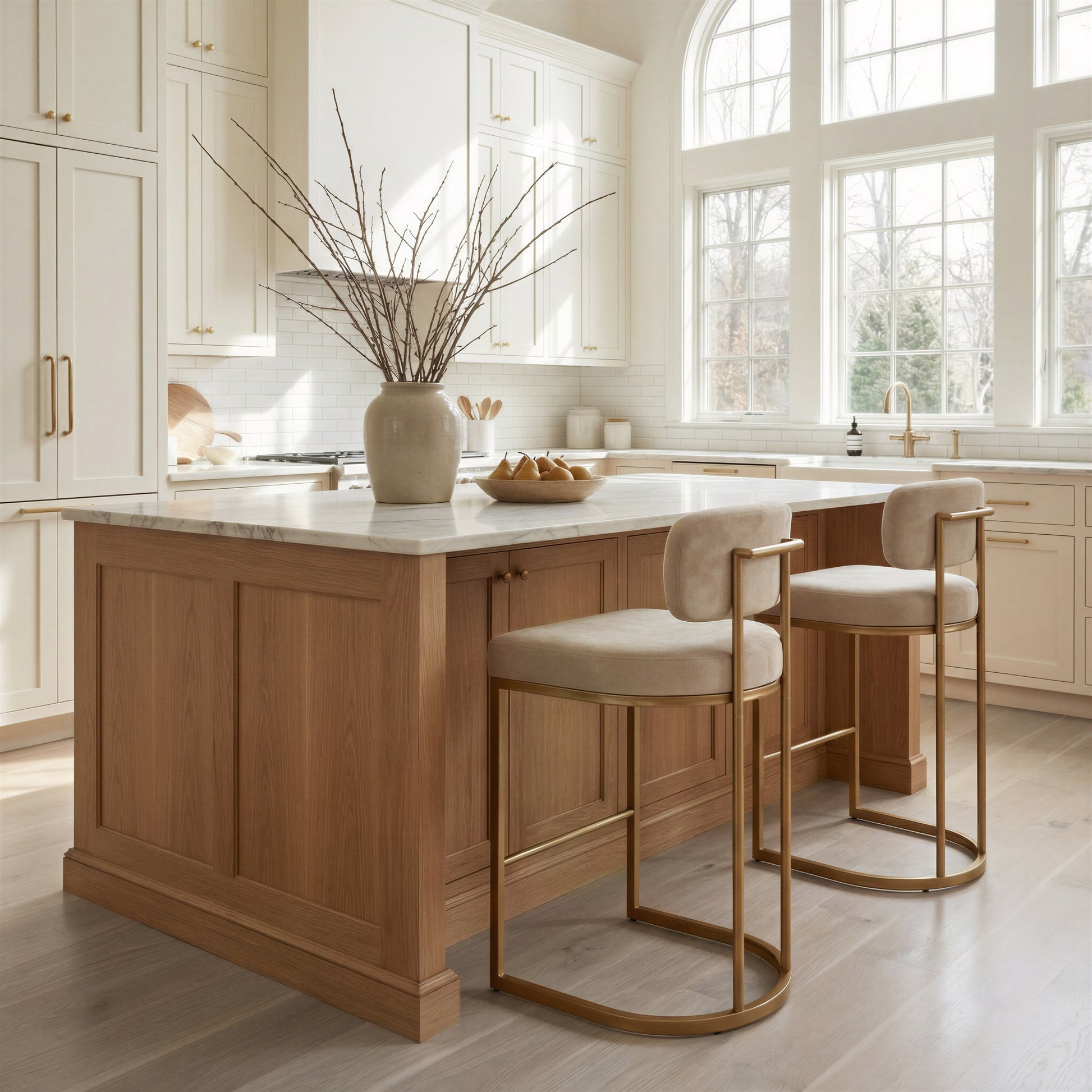 Velar Counter Stool (Set of 2) Beige & Bronze - 9