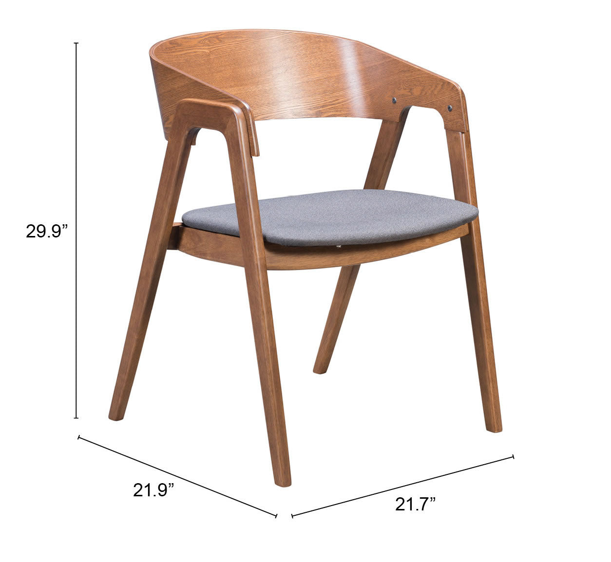 Alden Dining Arm Chair (Set of 2) Walnut & Dark Gray