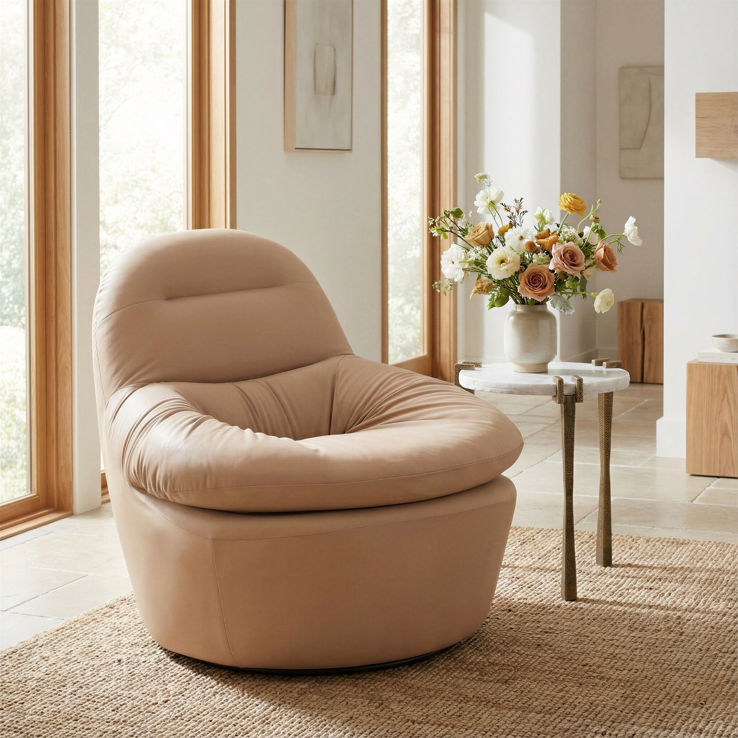 Reva Swivel Chair Tan - 9