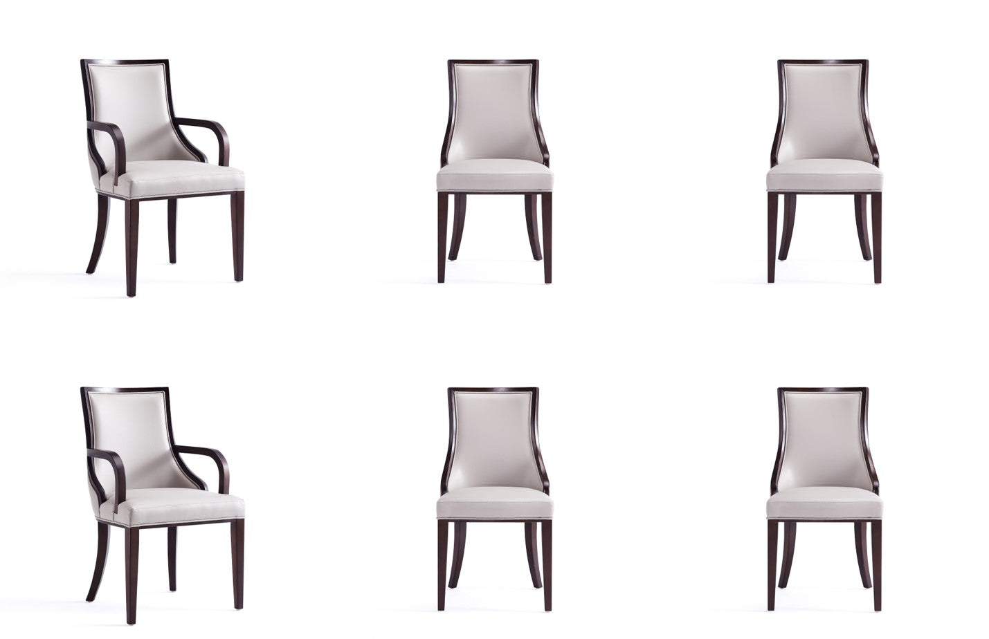 Manhattan Comfort Grand Faux Leather 6-Piece Dining Chairs in Light Grey 4-DC048-LG
