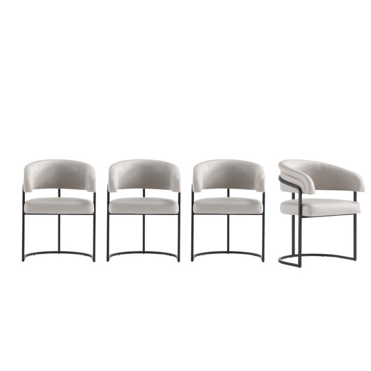 Augusta Modern Metal Vegan Leather Dining Chair in Light Gray - Set of 4 4-DC094-LG