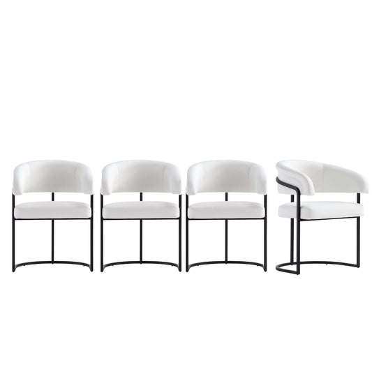 Augusta Modern Metal Vegan Leather Dining Chair in White - Set of 4 4-DC094-WH
