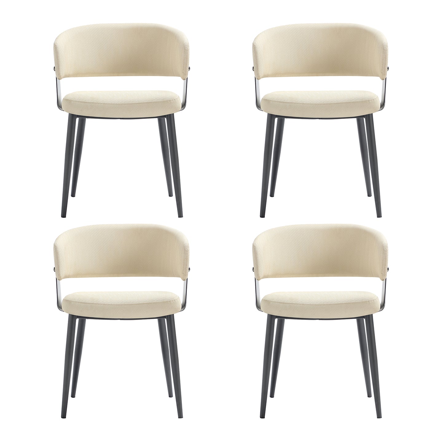 Luce Modern Metal Textured Vegan Leather Dining Chair in Sand - Set of 4 4-DC097-SD
