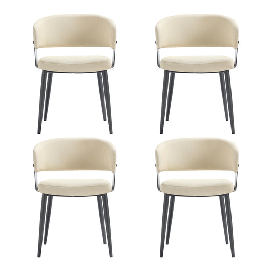 Luce Modern Metal Textured Vegan Leather Dining Chair in Sand - Set of 4 4-DC097-SD