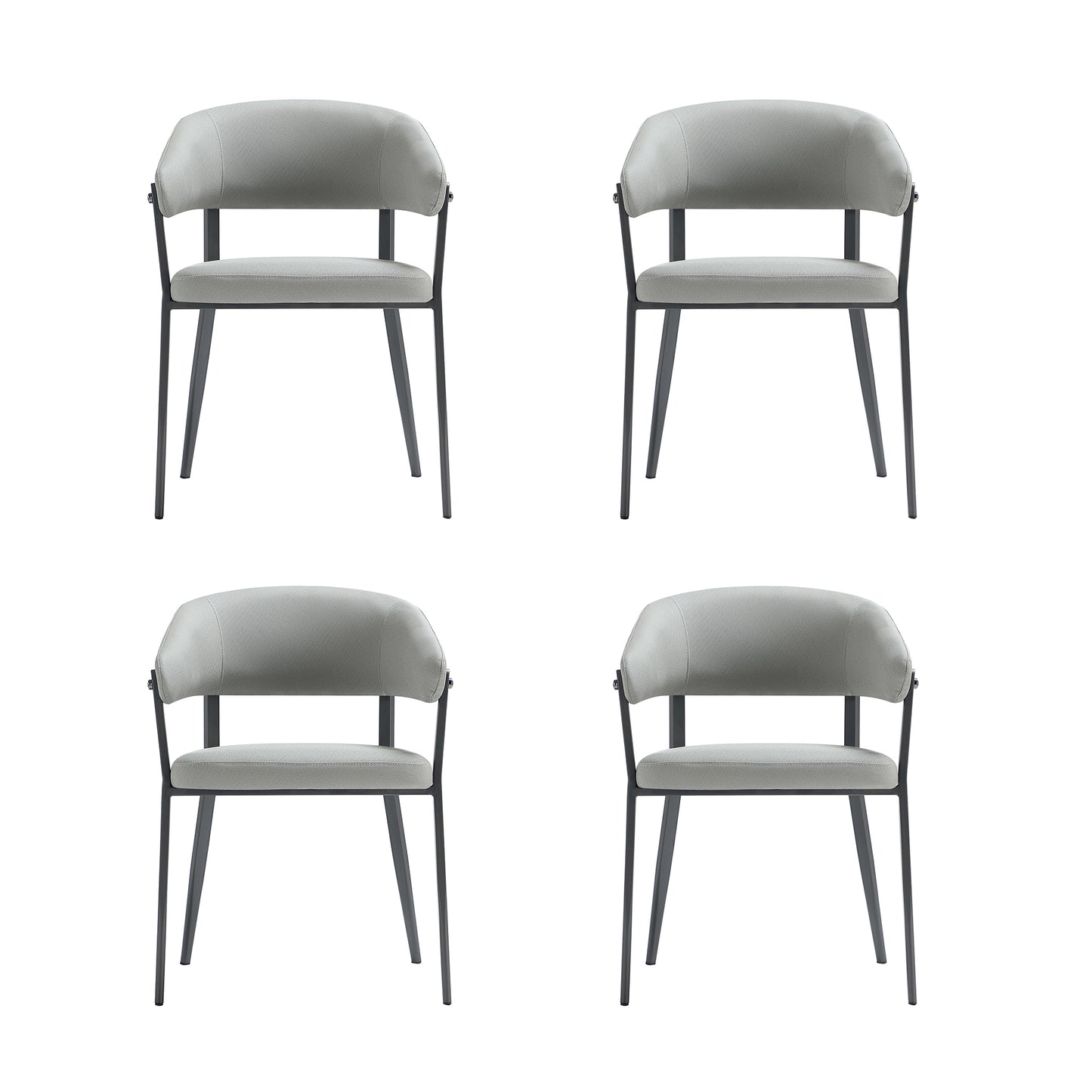 Belle Modern Metal Upholstered Dining Chair in Stone Gray - Set of 4 4-DC099-GY