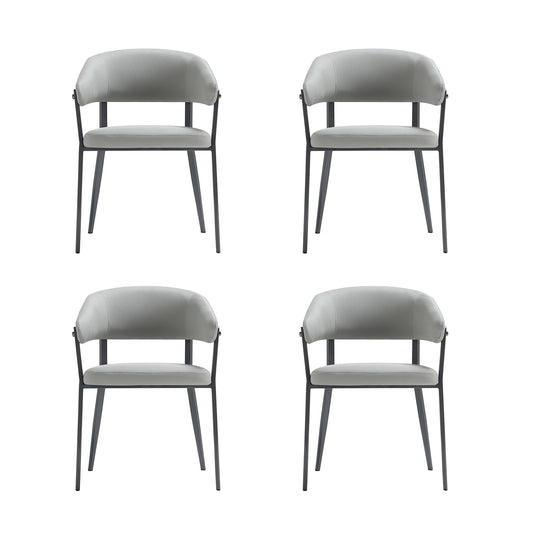 Belle Modern Metal Upholstered Dining Chair in Stone Gray - Set of 4 4-DC099-GY