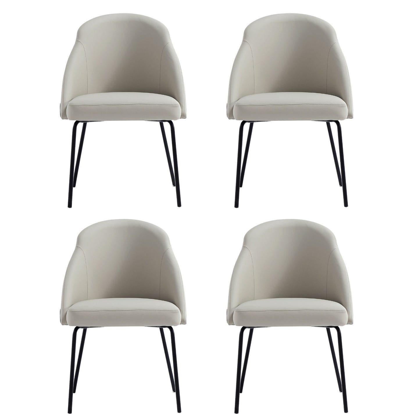 Gracie Modern Metal Vegan Leather Dining Chair in Stone Gray and Black - Set of 4 4-DC100-BST