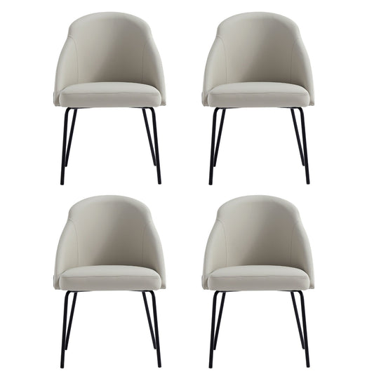 Gracie Modern Metal Vegan Leather Dining Chair in Stone Gray and Black - Set of 4 4-DC100-BST