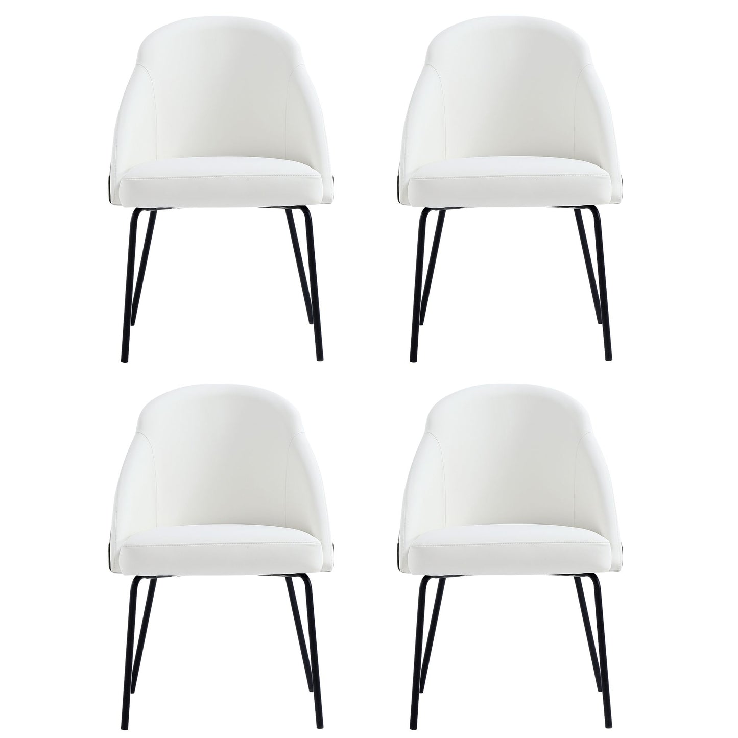 Gracie Modern Metal Vegan Leather Dining Chair in White and Black - Set of 4 4-DC100-BWH