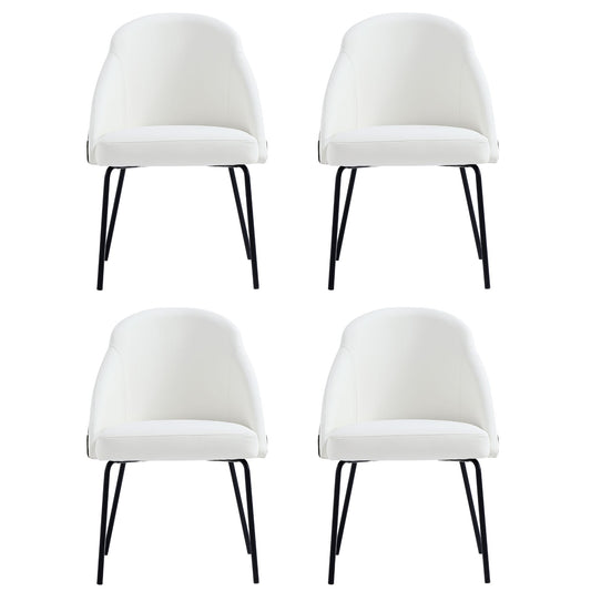 Gracie Modern Metal Vegan Leather Dining Chair in White and Black - Set of 4 4-DC100-BWH