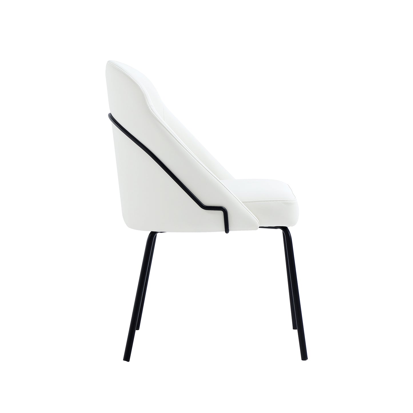 Gracie Modern Metal Vegan Leather Dining Chair in White and Black - Set of 4 4-DC100-BWH
