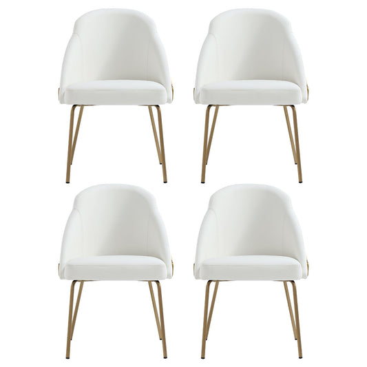 Gracie Modern Metal Vegan Leather Dining Chair in White and Gold - Set of 4 4-DC100-GWH