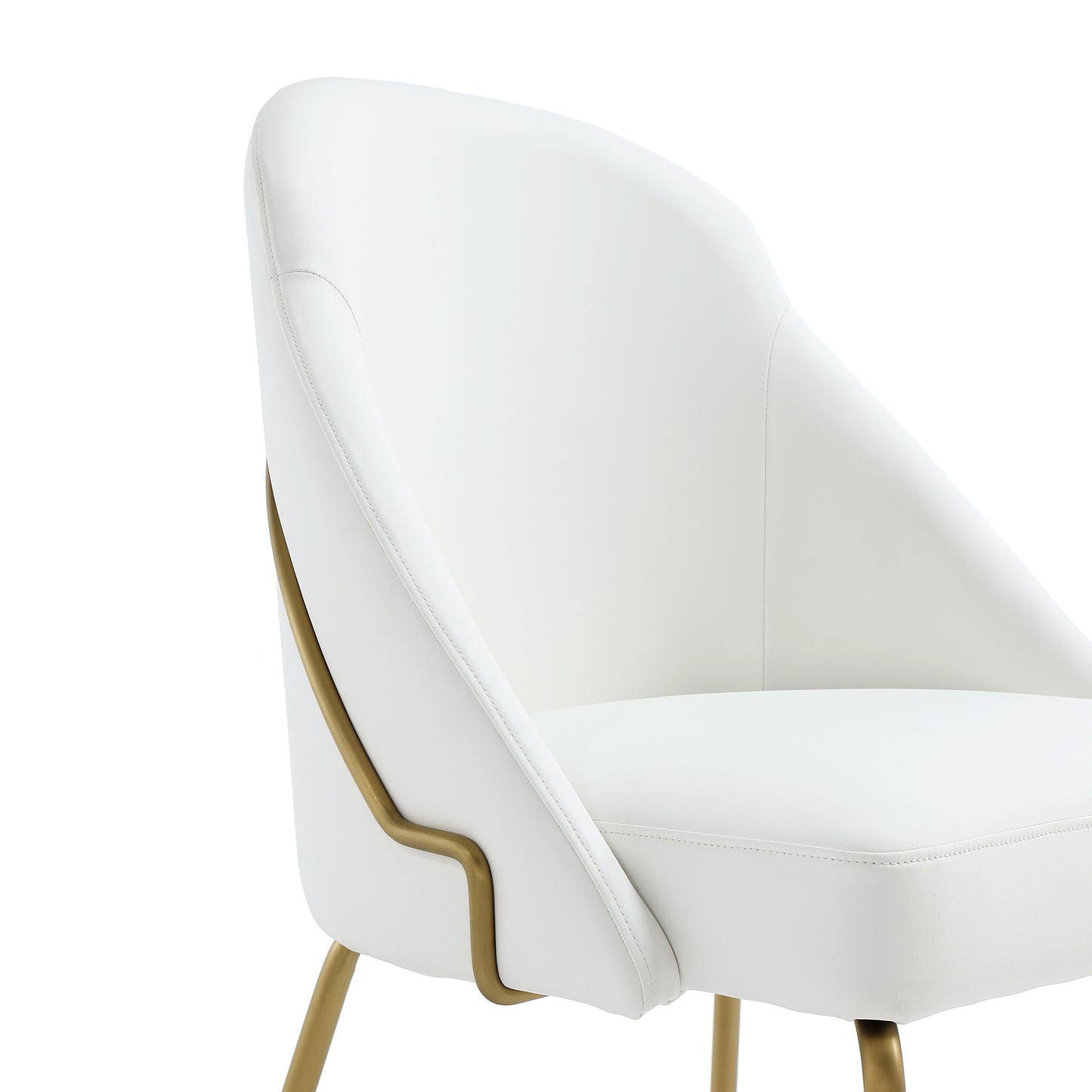 Gracie Modern Metal Vegan Leather Dining Chair in White and Gold - Set of 4 4-DC100-GWH