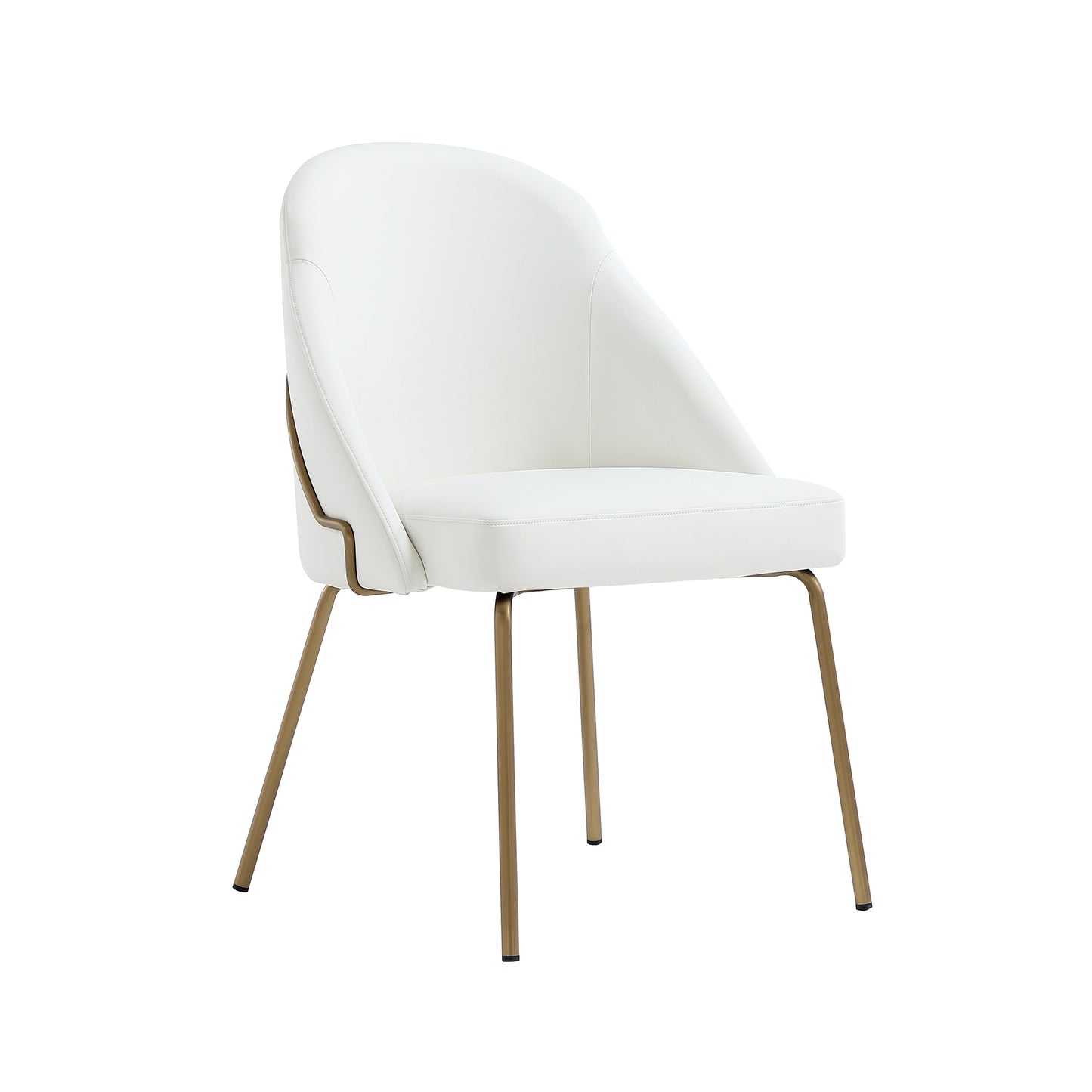 Gracie Modern Metal Vegan Leather Dining Chair in White and Gold - Set of 4 4-DC100-GWH