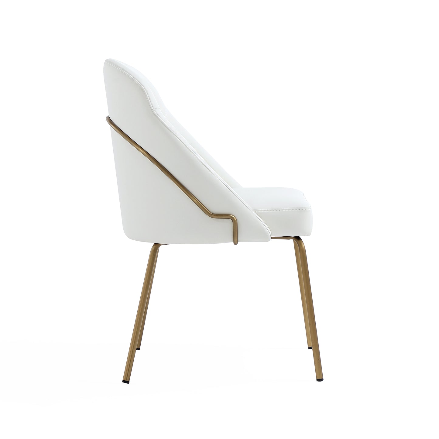 Gracie Modern Metal Vegan Leather Dining Chair in White and Gold - Set of 4 4-DC100-GWH